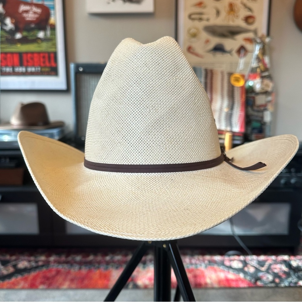 John B Stetson 7X Genuine Shantung Cowboy Hat Brown Band W1174 QH 19 614 Sand